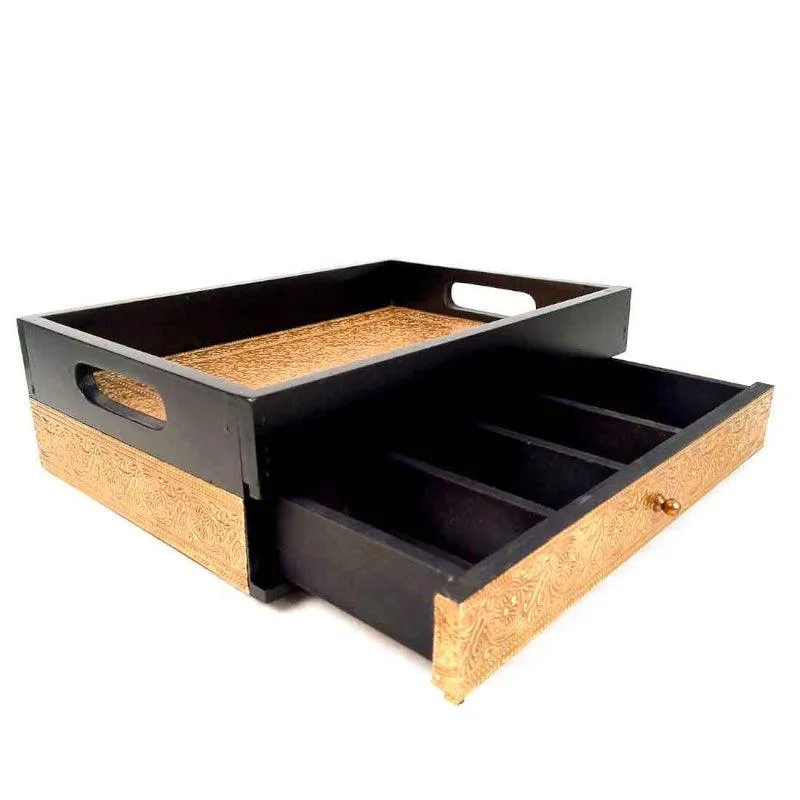 Duvara Brass Tray With Drawers media 3