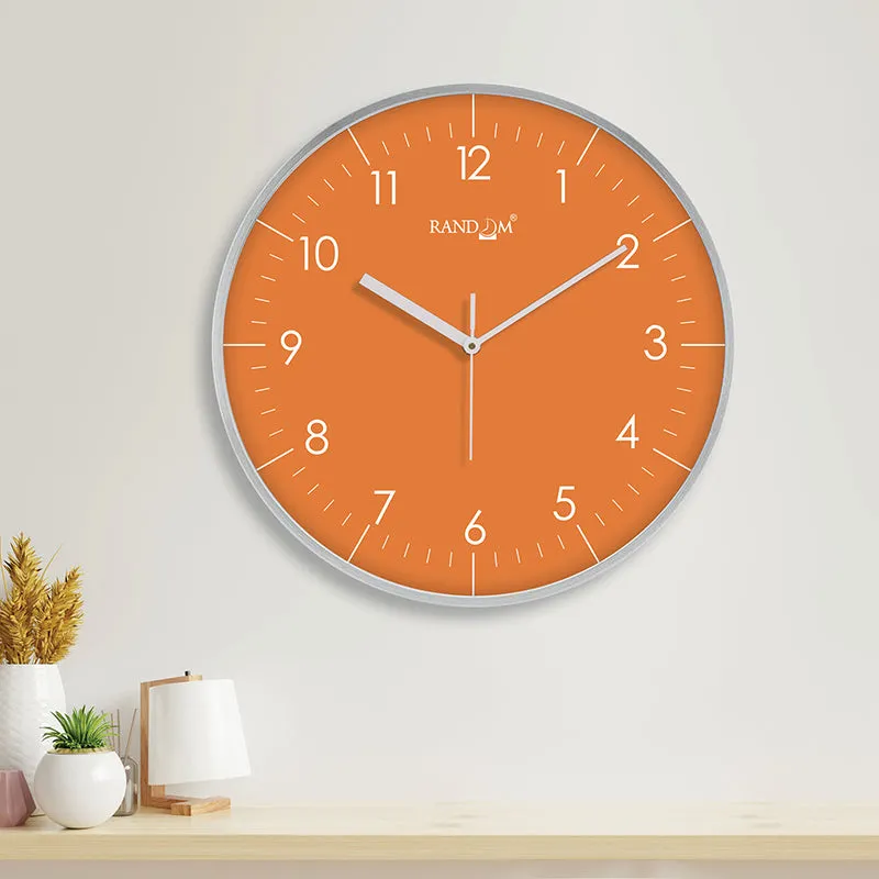 Benot Silver Analog Wall Clock - Orange & Silver media 1