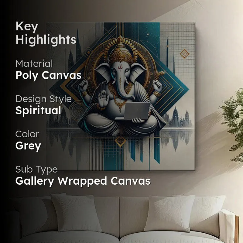 Uchhista Ganapati Poly Canvas Wall Painting media 2