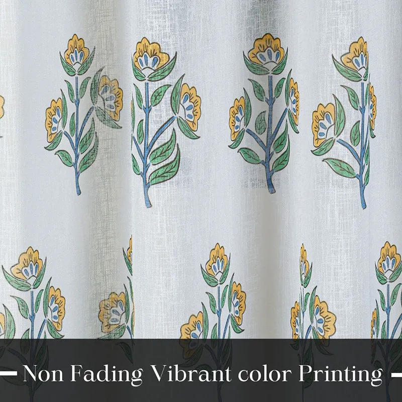 Caelra Linen Texture Sheer Curtain - Set Of Two media 5