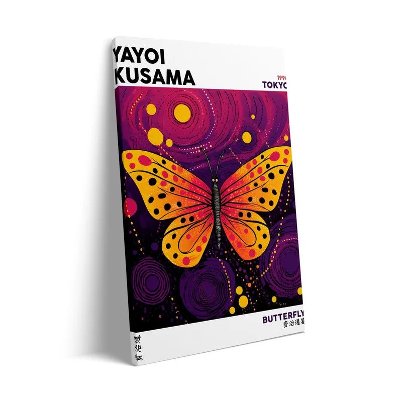 Butterfly Inspired by Yayoi Kusama Archival Canvas Wall Art - Black Frame media 7