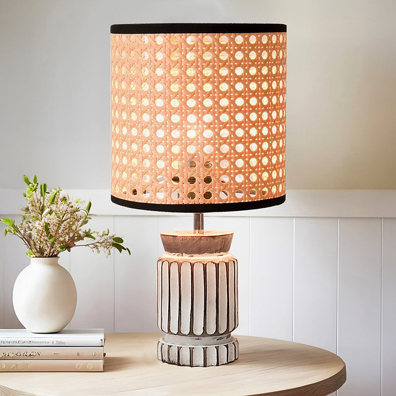 Pyrrah Rattan Fabric Table Lamp - Peach,White,Black