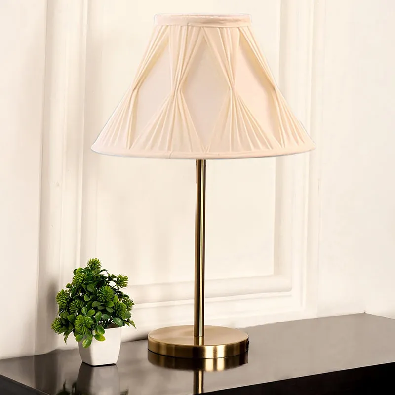 Manor Light Cotton & Metal Table Lamp - Ivory,Gold media 2