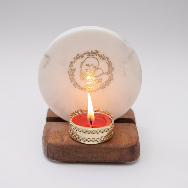 Guru Jee Marble Religious Accent With Tealight Candle Holder