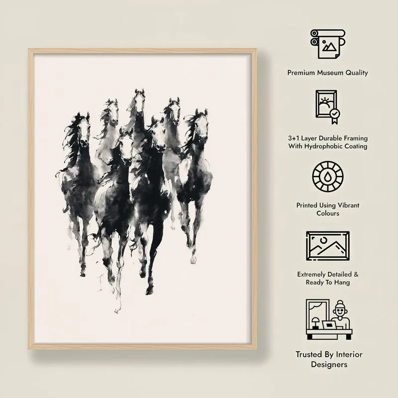 Vintage Horse Gallop Wall Painting With Brown Frame media 10