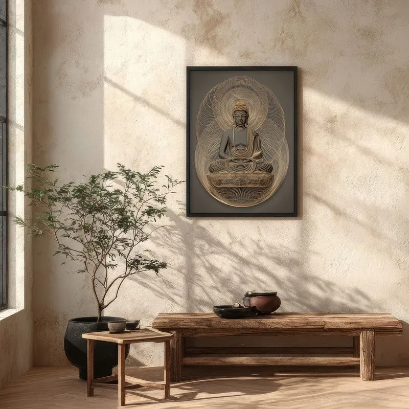 Buddha Archival Paper Wall Painting With Black Frame media 5