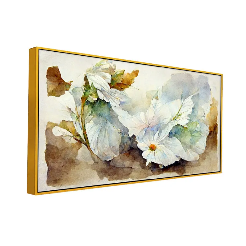 Shapes Of Autumn Floral Canvas Wall Painting With Frame - Gold media 3