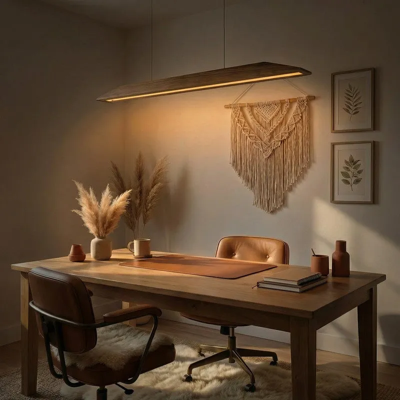Fiamma Linear LED Wooden Ceiling Lamp - Brown media 3
