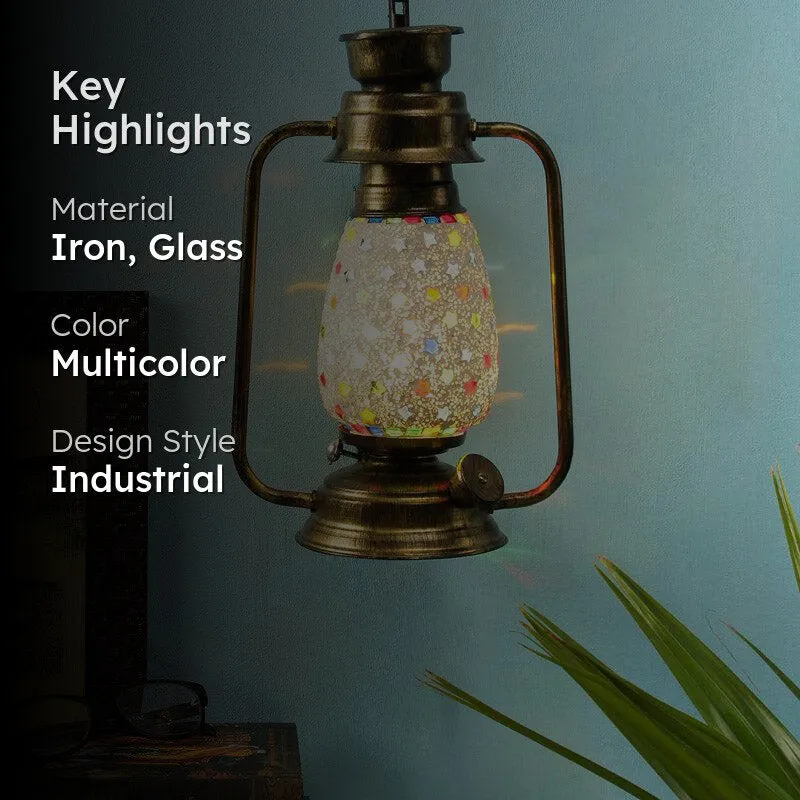 Divyara Mosaic Lantern Iron Wall Lamp - Gold media 2