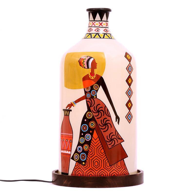 Lady In Red Hand Painted Glass Table Lamp - Multicolor media 4