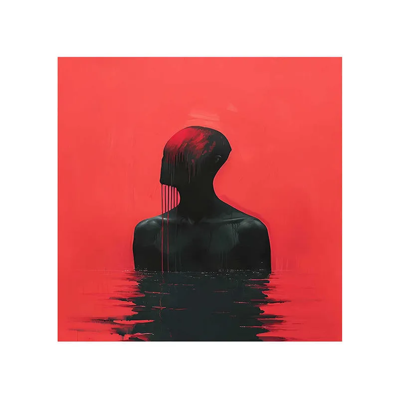 Silhouette Man On Red Background Wall Painting media 5