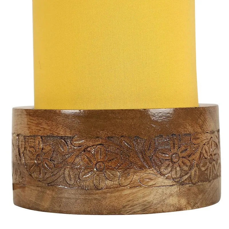 Divanae Cotton Table Lamp With Wooden Base - Yellow media 8