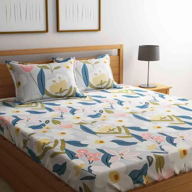 The Message of Florals Cotton Bedsheet - 210 TC media 3