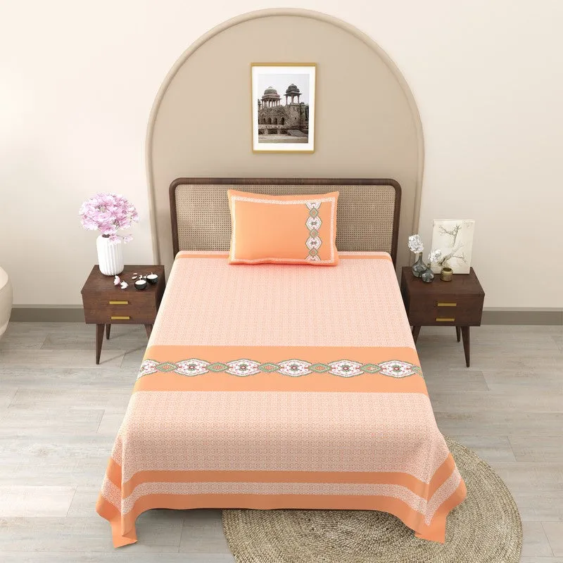 OpulentRest Cotton Bedsheet (Peach) - 180 TC media 3