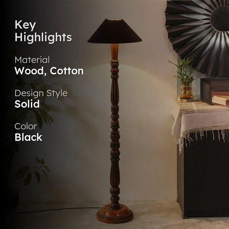 Krida Vintage Wooden Floor Lamp - Black media 2