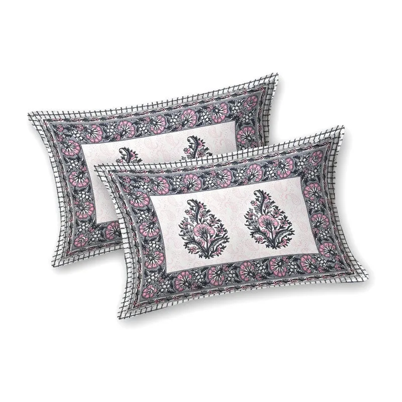 Vineel Cotton Bedsheet (Grey,White) - 240 TC media 4