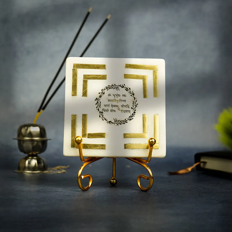 Gayatri Mantra Handcrafted Religious Table Accent media 1