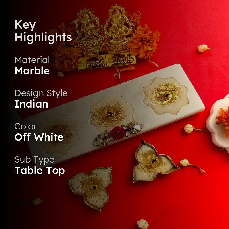 Sacred Glow Pooja Holders (Off White) - Set Of Three media 2