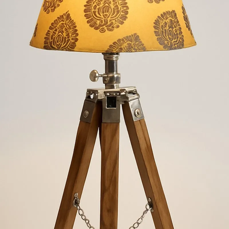 Vintage Tripod Metal Table Lamp - Yellow,Brown media 5