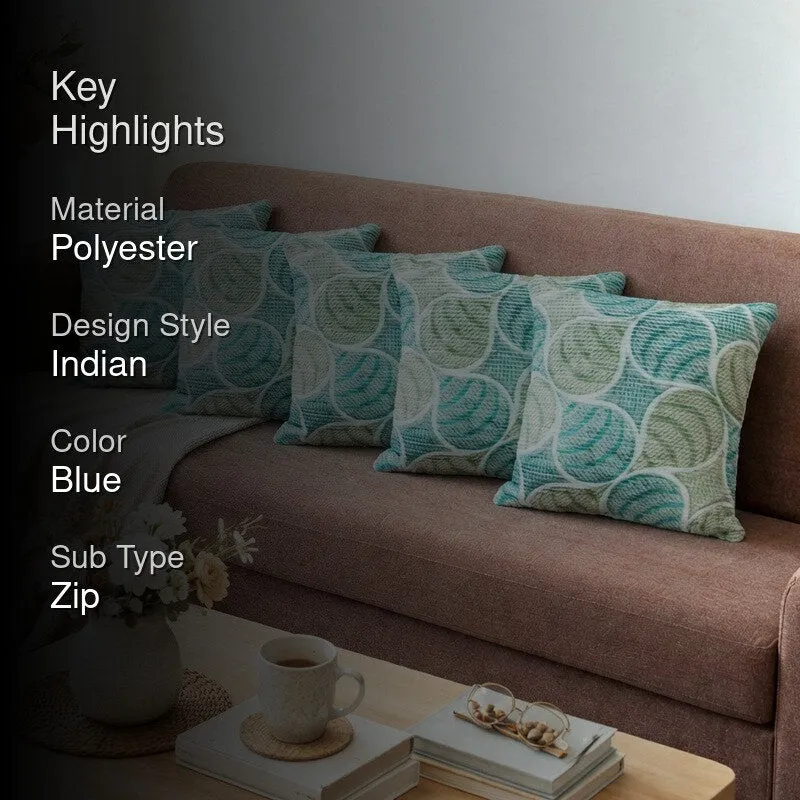 PetalPrism Cushion Cover (Sky Blue) - Set Of Five media 2