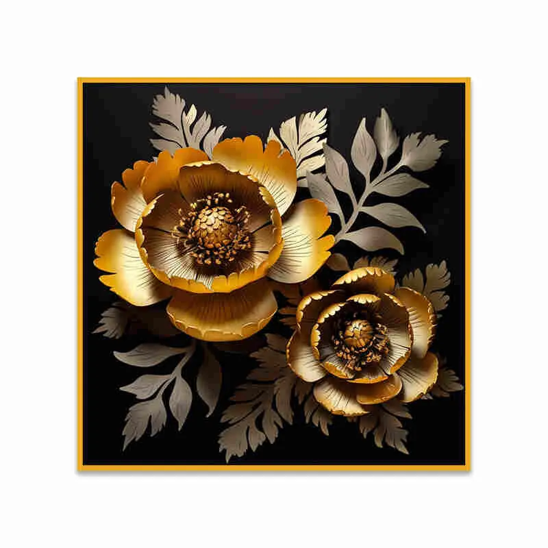 Peony Gild Canvas Wall Art With Frame media 4