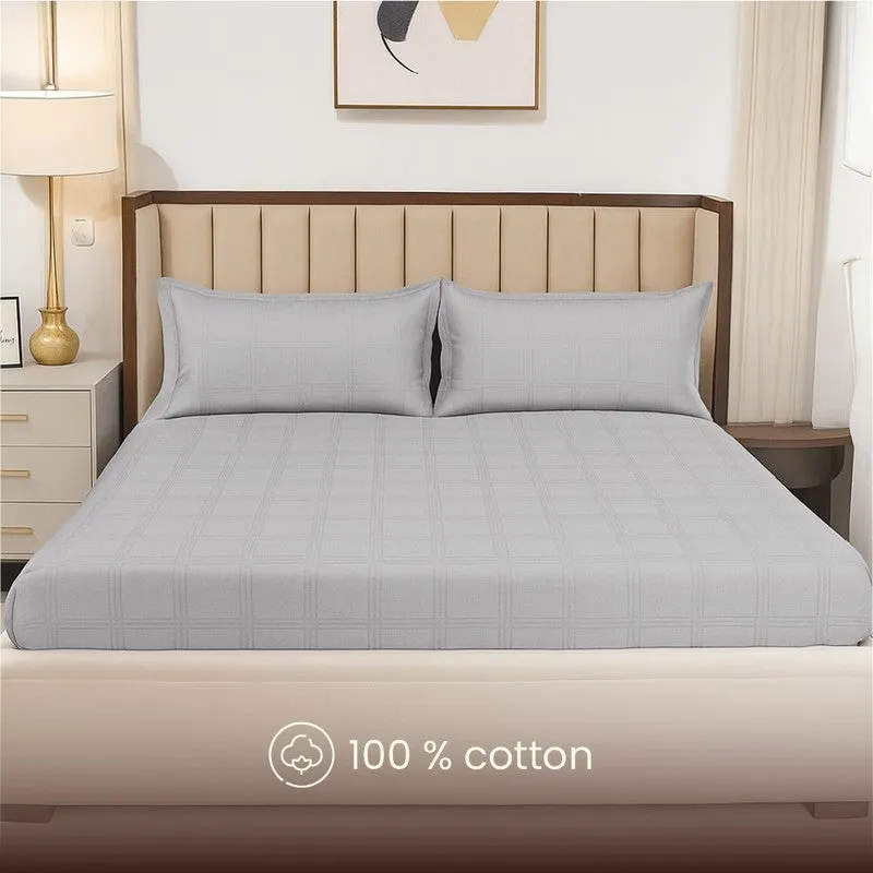 Urban Space MonoGrid Cotton Bedsheet (Grey) - 300 TC media 4