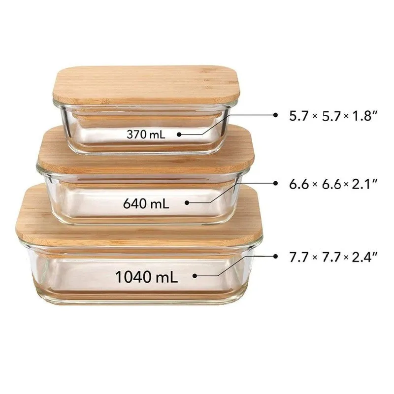 Airtight Glass Container with Lid (1040 mL/640 mL/370 mL) - Set of Three media 6