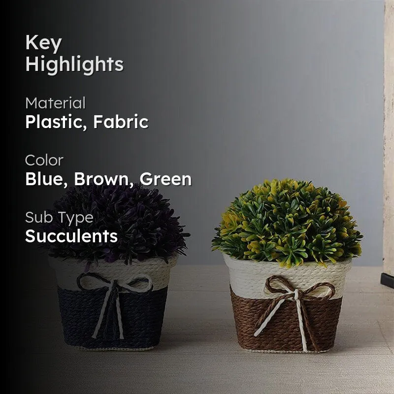 Faux Abelia Artificial Plant In Basket Pot (Blue & Brown) - Set Of Two media 2