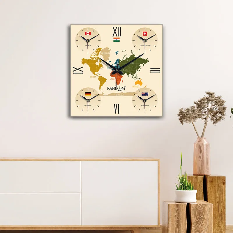 World Time Zone Wall Clock - Beige media 5