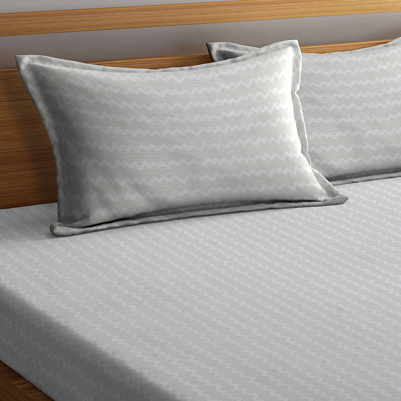 Lora Stripes Bedsheet (Bright Grey) - 150 GSM media 3
