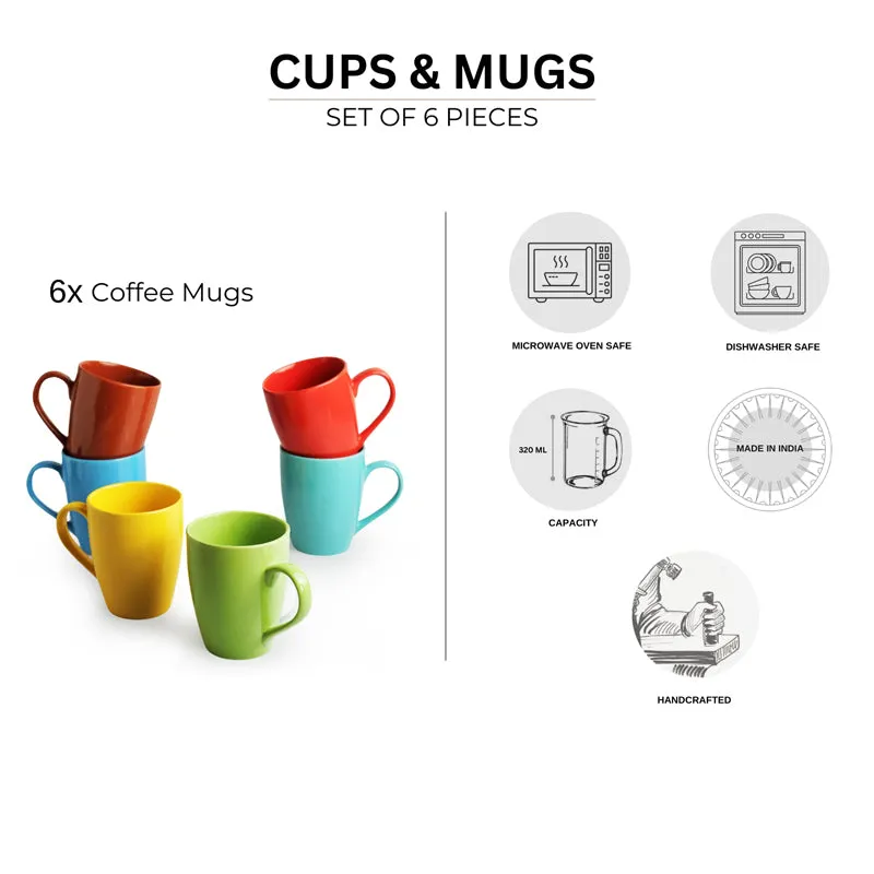 Asfar Ceramic Coffee Mug (320 mL Each) - Set of Six media 6