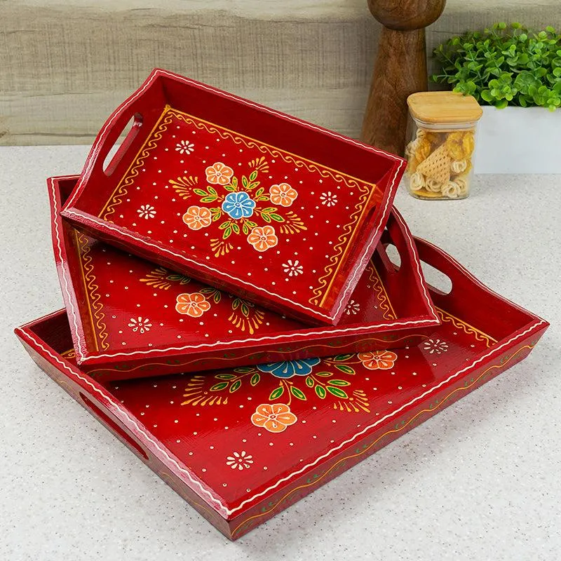 Binayi Ethnic Serving Tray - Set Of Three media 1