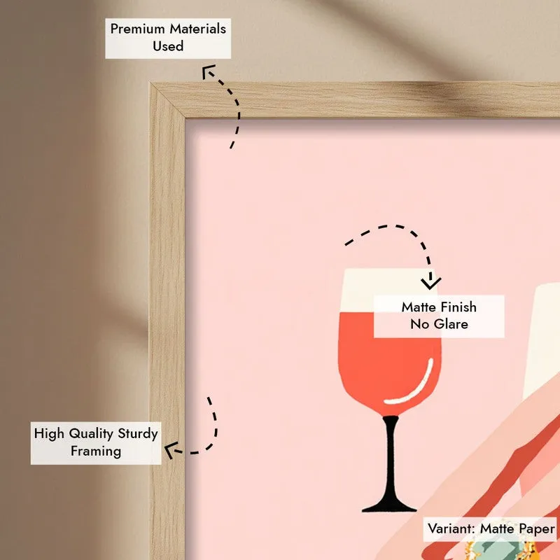 Wineglass Canvas Wall Painting - Brown Frame media 7