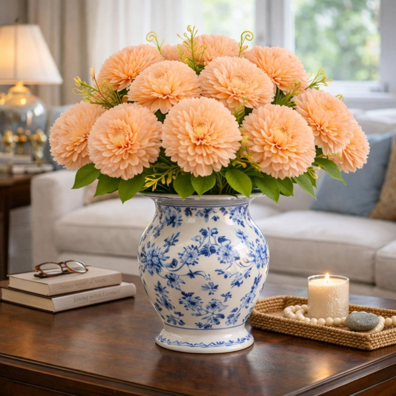 Florisse Artificial Hydrangea Flower (Peach) - Set Of Four