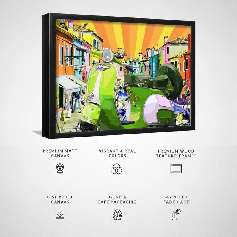 The Vespa Canvas Wall Painting - Black Frame media 5