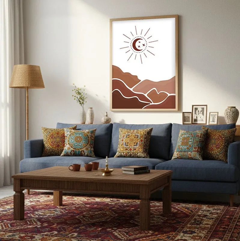 Desert Night Canvas Wall Painting With Brown Frame media 5