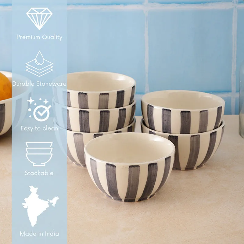 Cross Strips Ceramic Snack Bowl (180 mL) - Set Of Six media 6
