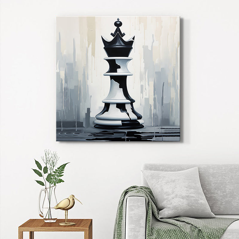 Chess King Monochrome Wall Painting