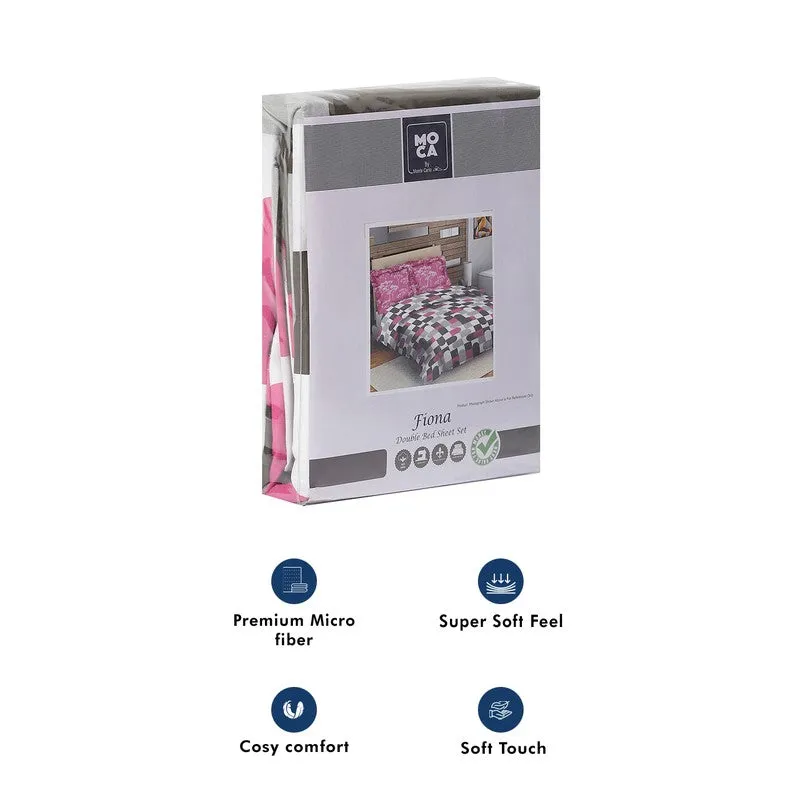 Monte Carlo Multi Blocks Cotton Bedsheet (Pink,Black) - 104 TC media 11