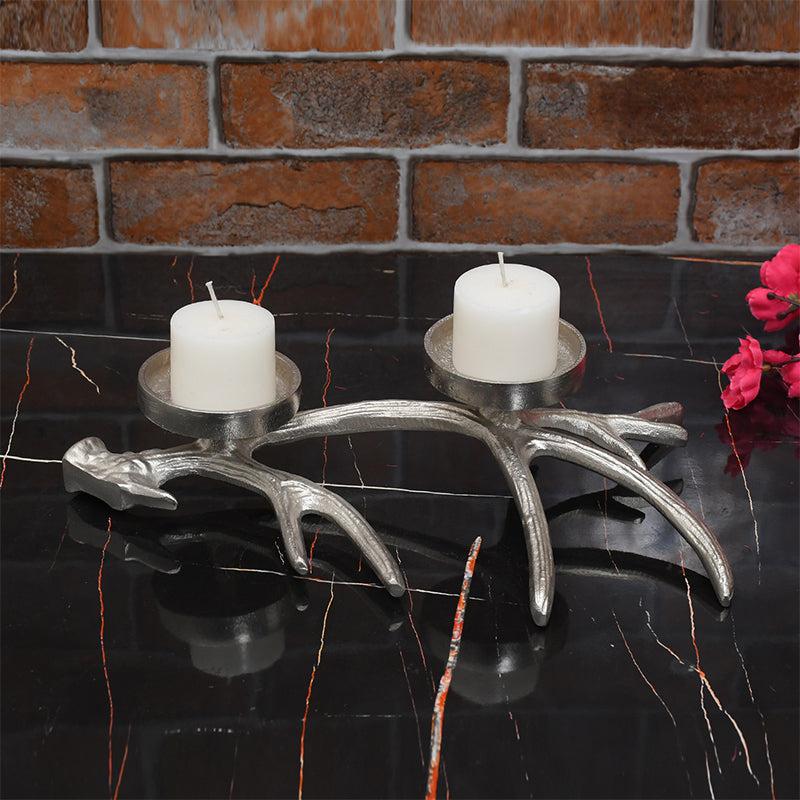 Antler Charm Candle Holder - Silver