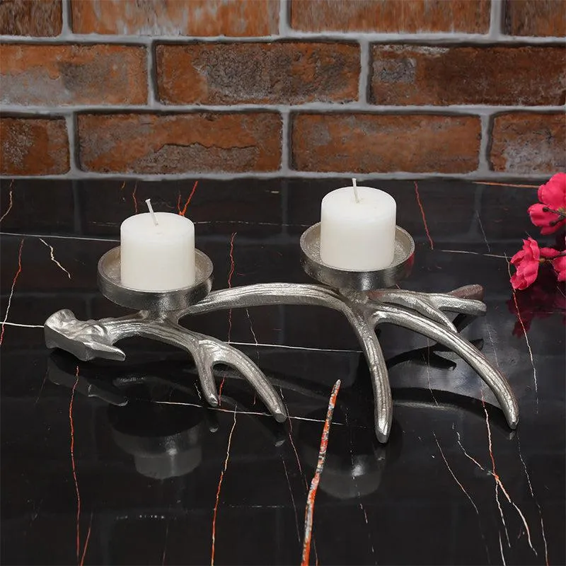 Antler Charm Candle Holder - Silver media 1
