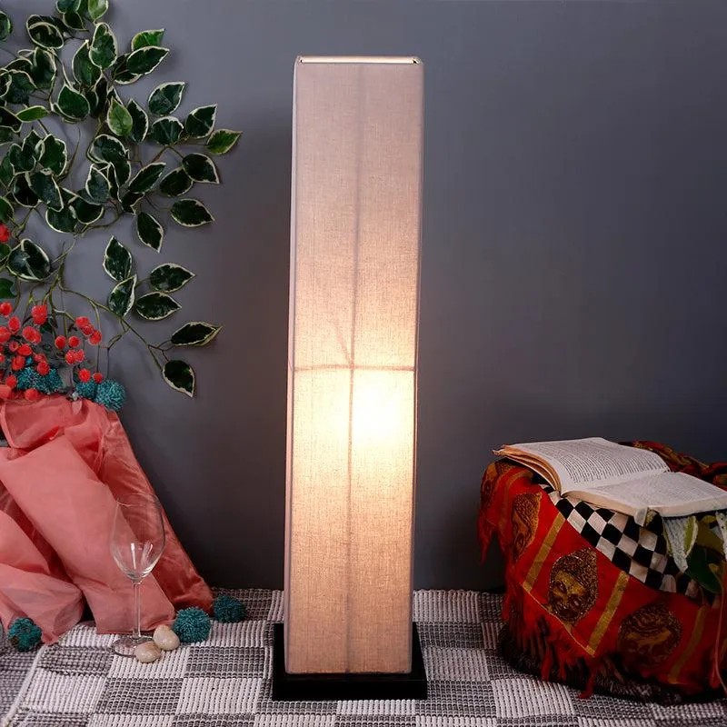 Abita Wooden Tower Floor Lamp With Jute Shade - Grey media 1