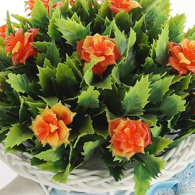 Faux Orange Rose Plant On Cycle Rikshaw media 4