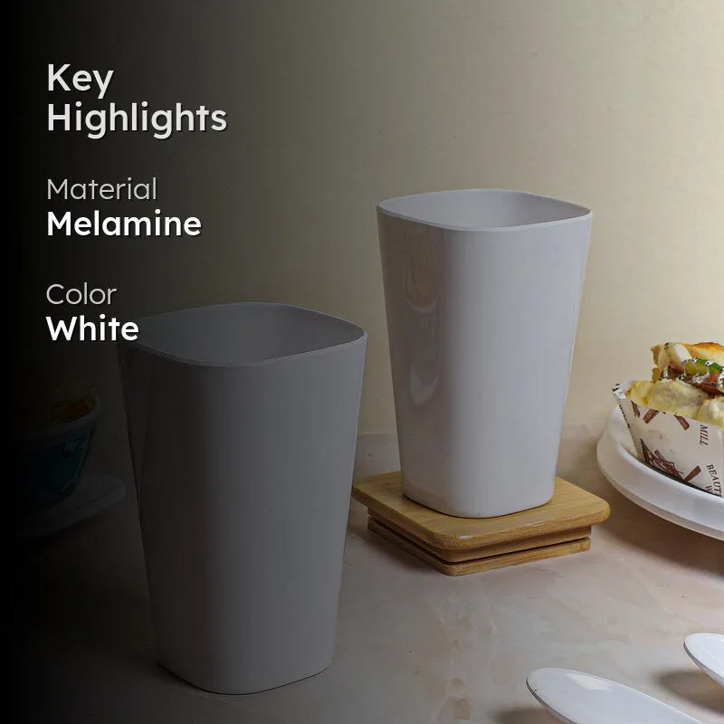 Clement Melamine Tumbler (White/450 ml) - Set Of Two media 2