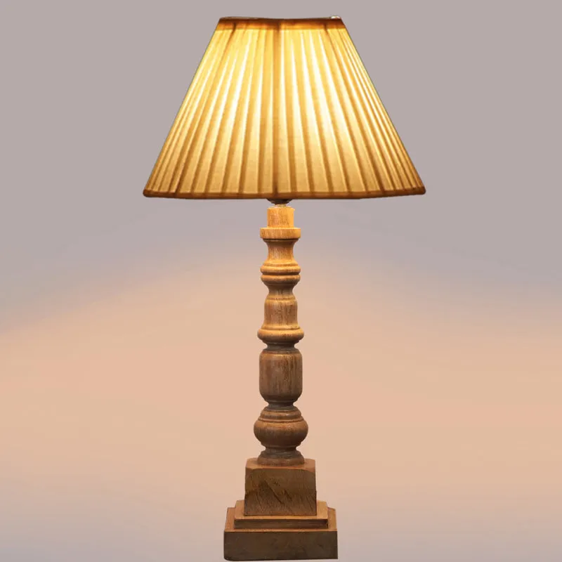 Pleatra II Arbor Wooden Table Lamp - White,Brown media 4