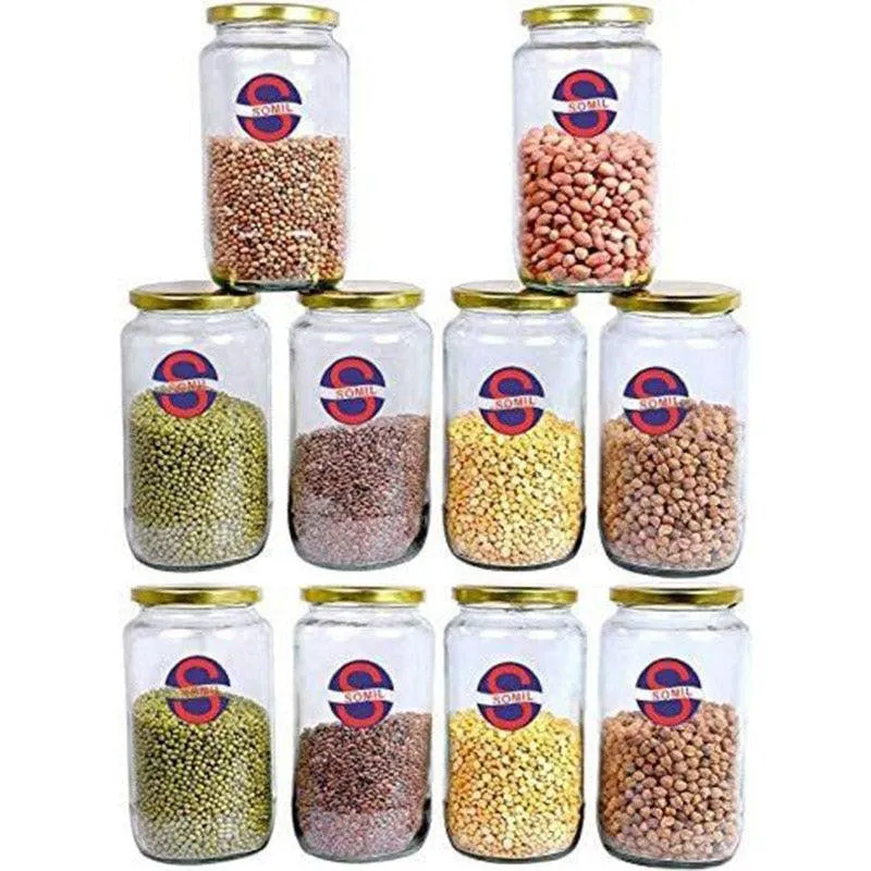 Misha Transparent Glass Storage Jar (1000 mL Each) - Set Of Ten media 3