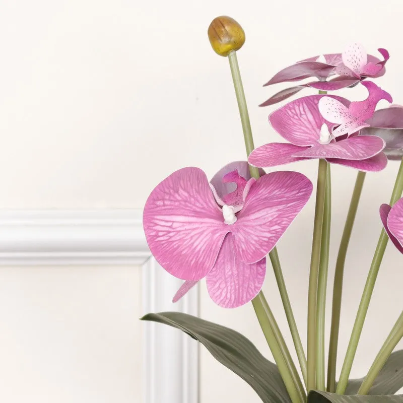 Artificial Orchid Flower Plant With Metal Pot (Dark Purple) - 1 Feet media 5
