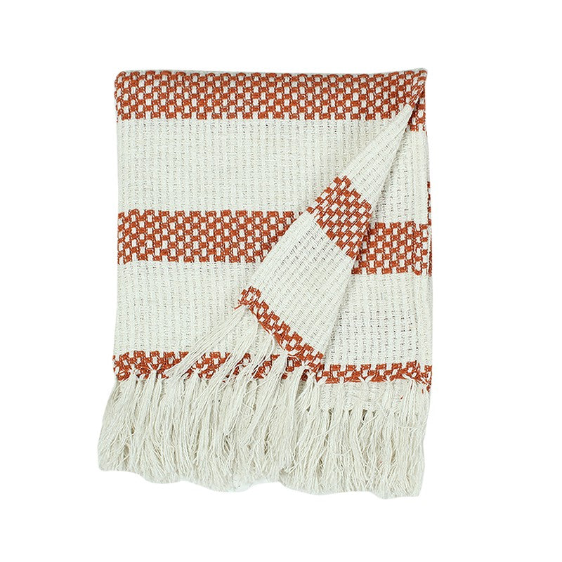 Rustic Fringed Edge Throw - Orange media 5