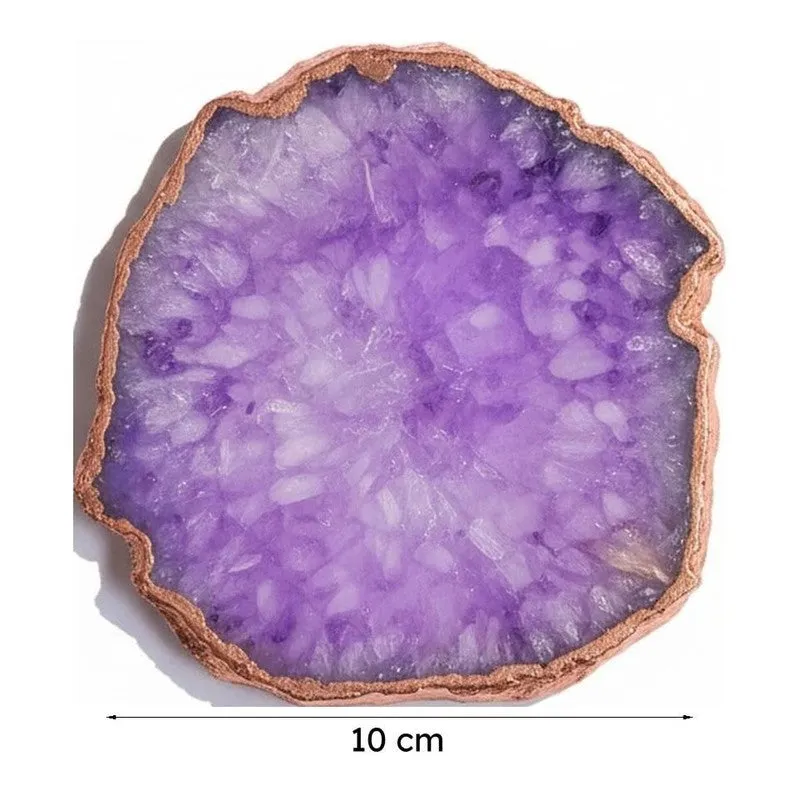 Suzzaine Handcrafted Crystal Agate Coaster (Purple) - Set Of Two media 5