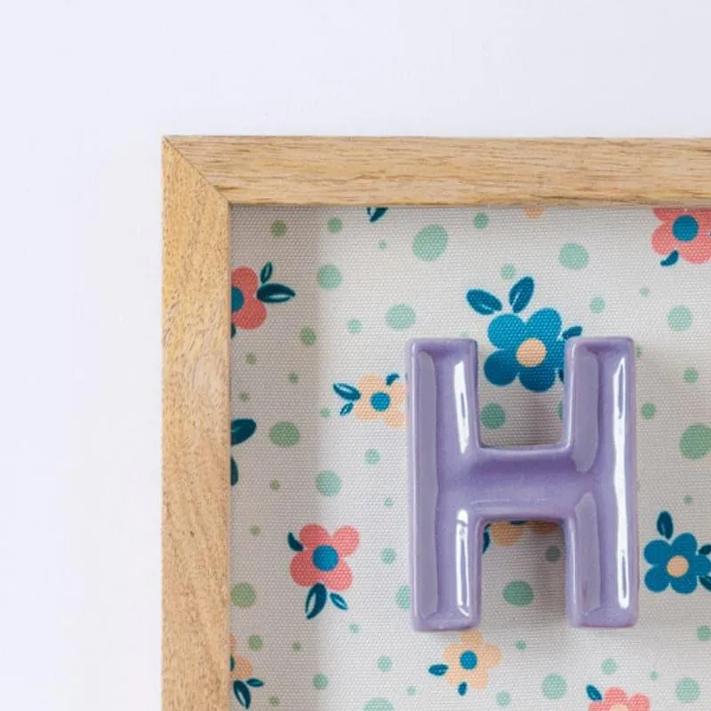 (H) Mini Mottled Mono Ceramic & Wooden Wall Accent - Purple media 3